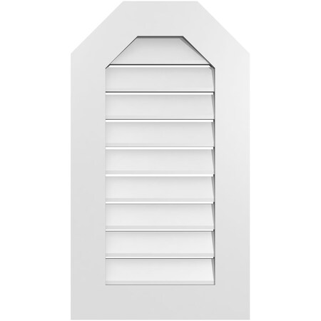 Ekena Millwork Octagonal Top Surface Mount PVC Gable Vent: Functional, w/ 3-1/2"W x 1"P Standard Frame, 18"W x 32"H GVPOT18X3201SF